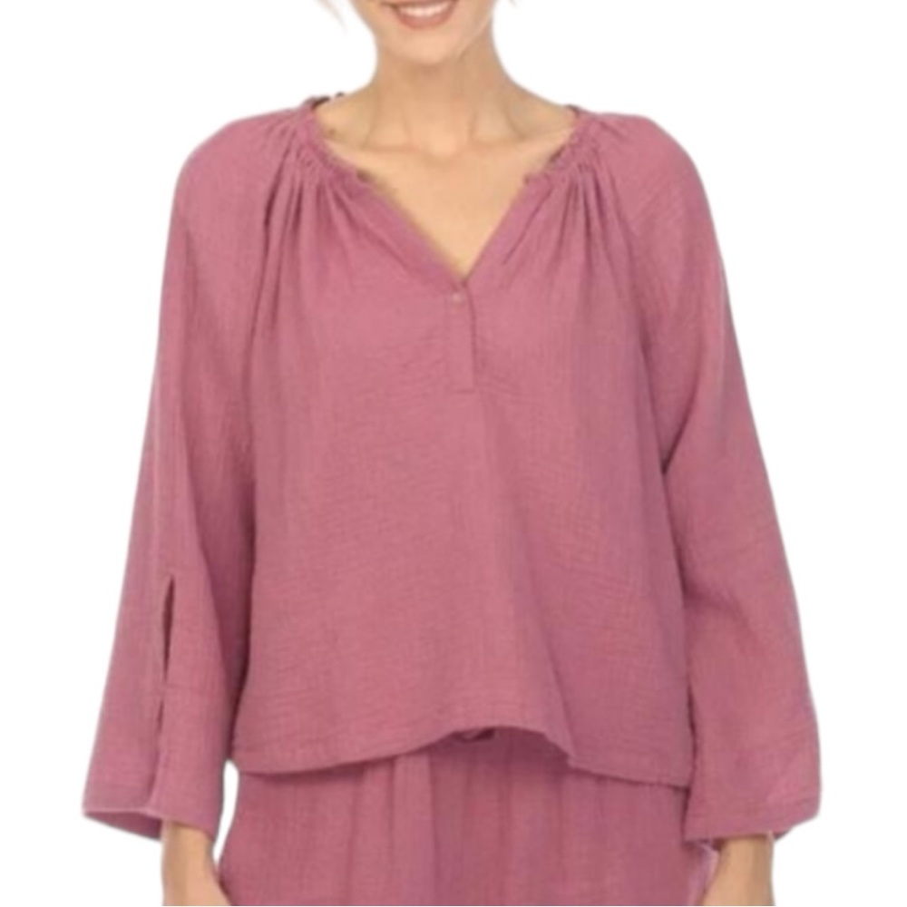 ❌SOLD❌ Johnny Was Calme Split Neck Top in Berry NWT